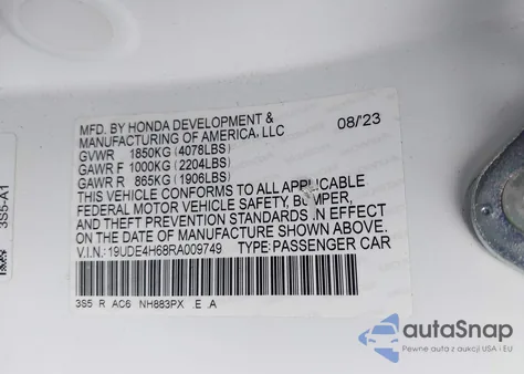 2024 Acura Integra A-Spec Technology from USA, damaged, VIN 19UDE4H68RA009749